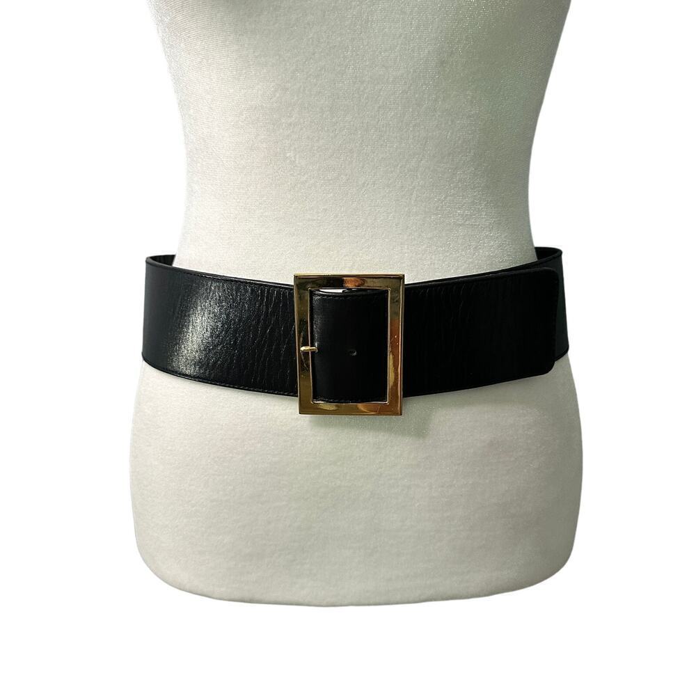 Chanel Black Leather 24K Gold Plated Filigree Corset Belt m